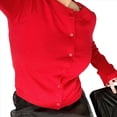 thumbnail image 2 of Cárdigan Corto para Mujer, Suéter de Punto de Larga con Botones para Vestidos y Jeans. Rojo L, 2 of 10