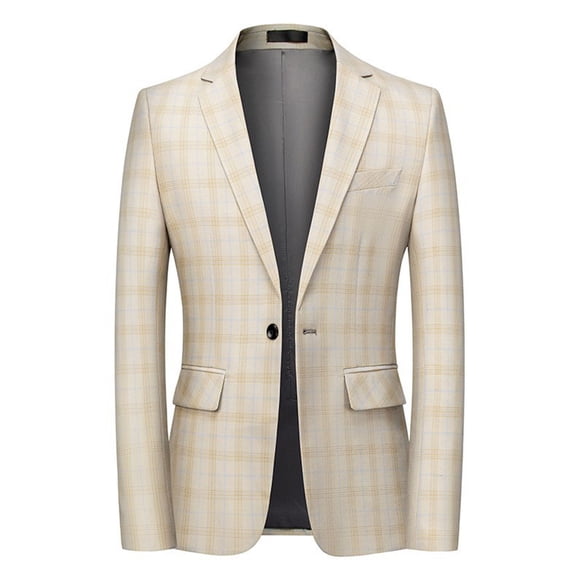 Pisexur Mens Blazer Jacket Long Sleeve Formal Dress Business Blazers Fashion One Button Sports Coat for Men Casual Plaid Suit Jackets for Men Slim Fit Plus Size Blazer with Pockets 2XL-6XL