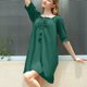 thumbnail image 1 of Puntoco Vestido Informal De Manga Corta Con Cuello Redondo Y Protección Solar Para Mujer, Color Sólido, Holgado, Para Playa, Color Verde,Regalos Para Mujer Joven, 1 of 4