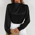 thumbnail image 3 of Byworldtasic Womens Blouses Womens Dressy Business Casual Blouse Pleated Long Sleeve Tops Satin Silk Work Shirt Fall Tops, 3 of 6