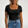 thumbnail image 6 of Tqcoqu Womens Short Sleeve Shirts with Built in Bra Summer Basic T-Shirts Workout Yoga Tops Athletic Shelf Bra Tops Padded,Black Women's S-XXL, 6 of 9