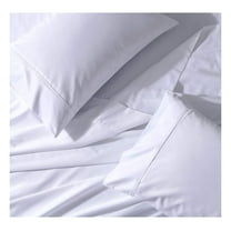 22 Inch Deep Pocket Solid White Queen 300TC Sheet Set, Breathable Crispy Soft Percale Bed Sheets
