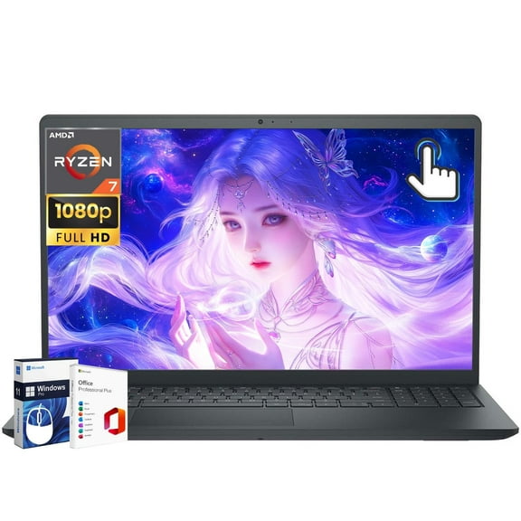 Dell Inspiron 15 3535 Touchscreen Laptop Computer - Office Lifetime, 15.6 Inch FHD LED-Backlit Display, AMD Ryzen 7 7730U, 16 GB RAM, 512 GB SSD, Business & Students, Windows 11 Pro, w/Accessories