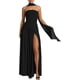 thumbnail image 2 of CORIRESHA Vestido largo de tubo para mujer, elegante, sin tirantes, con abertura alta, fruncido, formal, para invitada de boda, con bufanda, 2 of 4