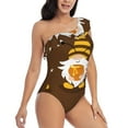 thumbnail image 3 of Sikiie Gnomes With Honey Print Women One Piece Swimsuits Tummy Control One Shoulder Bathing Suits Ruffle Swimwear, From S to XXL-XX-Large, 3 of 6