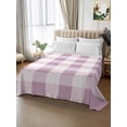 thumbnail image 2 of Pink Plaid Queen Size Flat Sheet, Wrinkleproof & Fadeproof Cooling Flat Bed Sheet Only, Spring Summer Farmhouse Buffalo Checkered Breathable Soft Bedding Top Sheets 90 x 102 Inches, 2 of 8