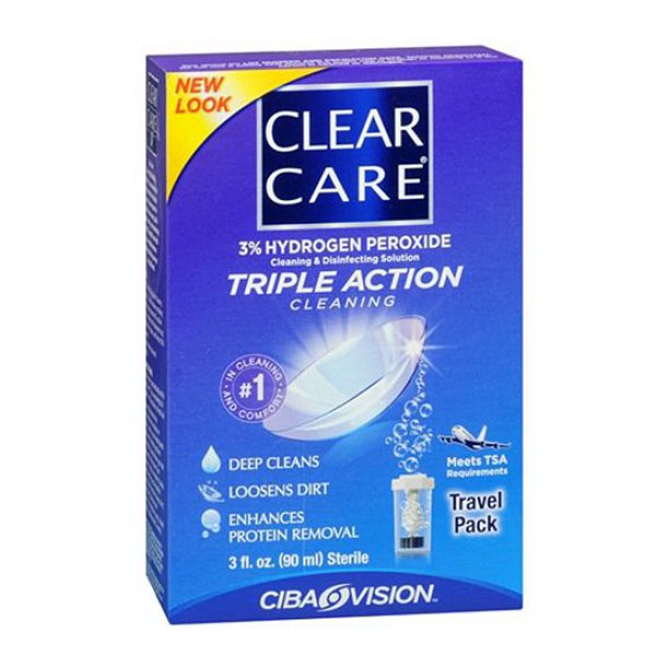 Clear Care Lens Cleaning Solution, Travel Pack 3 Oz, 3 Pack