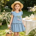 thumbnail image 6 of Zpanxa Girl Dress Girl's Flowy Casual Dress Graphic Print Flutter Sleeve Sleeveless Round Neck Dresses Light Blue 3 Years, 6 of 8