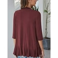 thumbnail image 5 of Gustave Lightweight Cardigan for Women Casual Soft Ruffles Draped 3/4 Sleeve Open Front Sweater Cardigans Solid Outwear Fall Coat "Red, 2XL", 5 of 5
