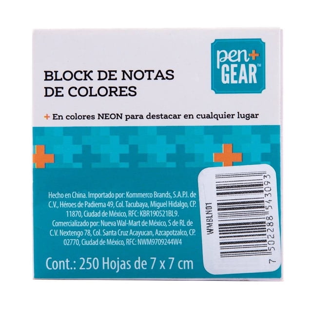 Block de notas Pen + Gear 7 x 7 cm 5 colores neón 250 hojas
