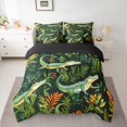 thumbnail image 2 of jejeloiu Crocodile 7 Pieces Bedding Comforter Set,Wild Animal Full Bedding Set,Tropical Botanical Leaves Fitted Sheet Flat Sheet For Bots Teens,Breathable Home Decor Reversible, 2 of 8