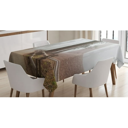 

Apartment Decor Tablecloth Evergreen Forest and Walkway in Sequoia Park Foggy Morning Nature Art Rectangular Table Cover for Dining Room Kitchen 60 X 90 Inches Grey Brown by Ambesonne