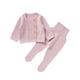 thumbnail image 1 of Gibobby Conjunto de pants para bebés, niñas, niños, suéter de punto con botones sólidos, camiseta y pantalones, ropa cálida de algodón para otoño e invierno(Rosa, 0-3 Meses), 1 of 5