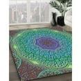 thumbnail image 3 of Ahgly Company Machine Washable Indoor Round Transitional Mint Green Area Rugs, 4' Round, 3 of 7