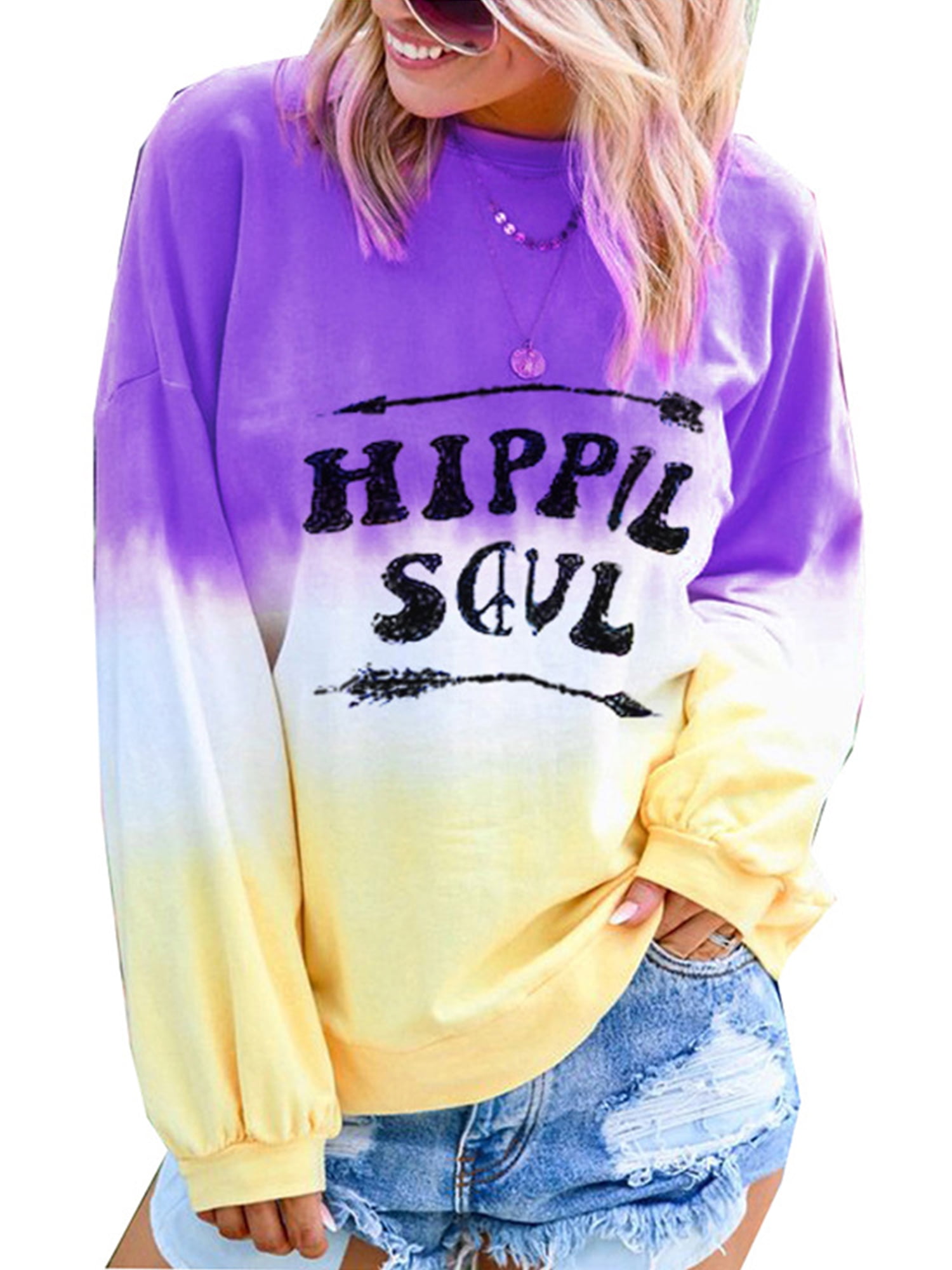 Women Tops Clearance Sale Womens Plus Size Letters Long Sleeve Hoodie Sweatshirt Hooded Pullover Blouse