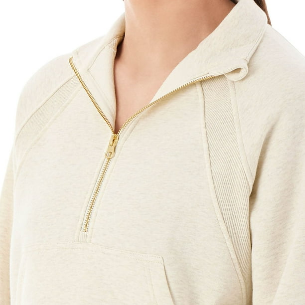 8YARDS Women&#39;s RIBSEPA-PULLOVER 2G ベージュM Women's Lush Quarter-Zip Sweatshirt