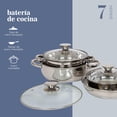 thumbnail image 3 of COLORHOME DESIGN Batería de Cocina De Acero Inoxidable con 7 Piezas, Triple Capa y Tapas de Vidrio Templado, Juego de Cacerolas y Sartén de Cocina,Utensilios de Cocina, Gris (COLORINOX7M), 3 of 5
