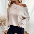 thumbnail image 4 of Olyvenn Womens Waffle Knit Tops 2025 Oversized Long Sleeve Crewneck Shirts Business Casual Blouses Loose Basic Solid Pullover Beige XL, 4 of 8