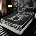 thumbnail image 2 of meiyoeat Bow Cheetah B Zipper Full Size Comforter Sets with Fitted Sheet and 2 Pillowcases for Women Girls, Fashion Cheetah Print Ribbon Zipper Bedding Set, Black White, Black Reversible, 4-Piece, 2 of 6