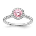 thumbnail image 4 of Auriga Fine Jewelry 925 Sterling Silver Polished Pink and Clear CZ Halo Ring for Women Size 8, 4 of 6