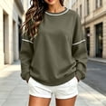 thumbnail image 4 of LUVDA Crewneck Sweatshirts for Women Contrast Trim Oversized Pullover Long Sleeve Loose Fit Casual Fall Tops, 4 of 9