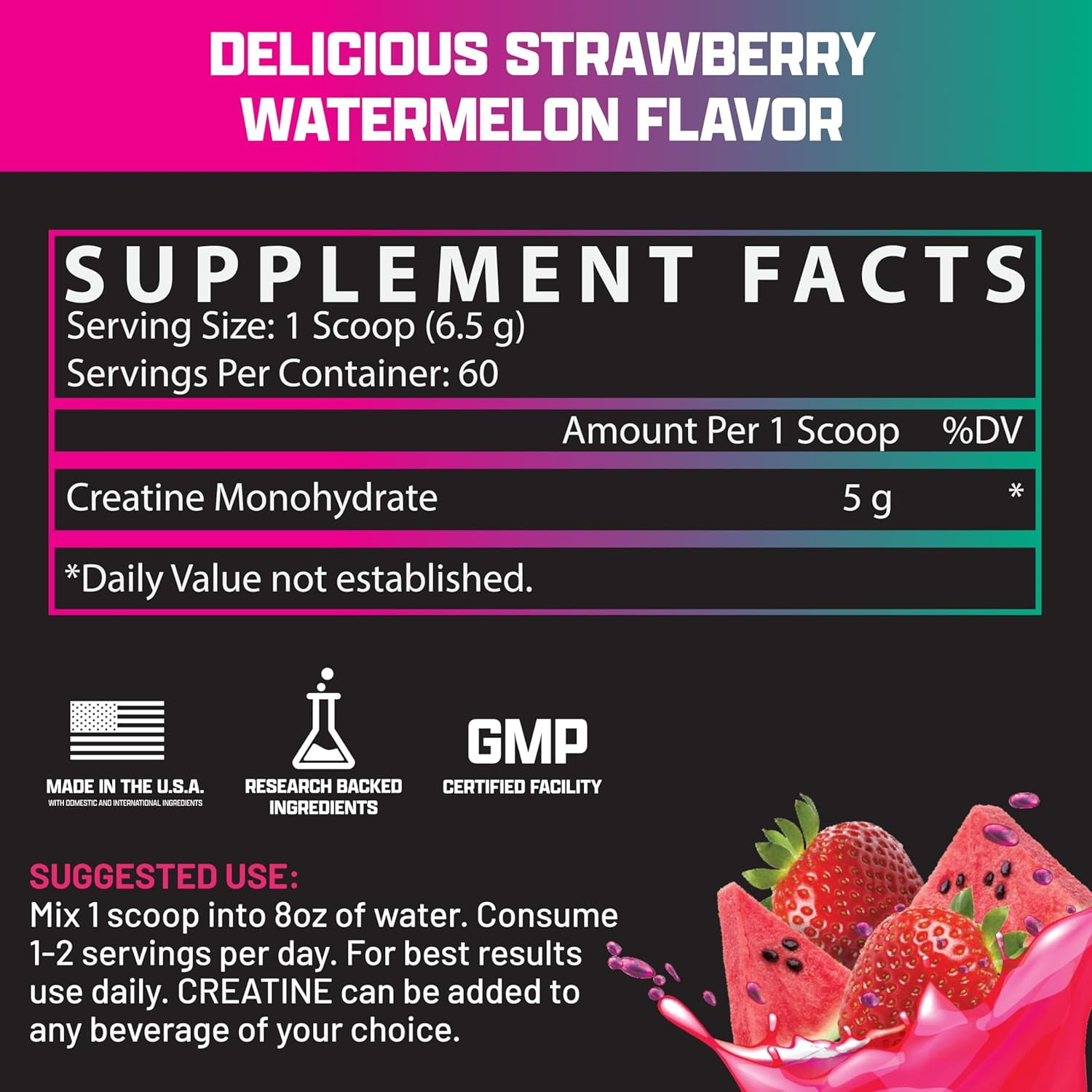 Nutrex Research Strawberry Watermelon Creatine Monohydrate Powder 60 Servings