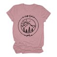 thumbnail image 1 of Gibobby Camiseta de manga corta para mujer Mujeres Casual Impresión Manga Corta Tops Blusa Cuello Redondo Casual Tee Túnica Camisas(Rosa,G), 1 of 3