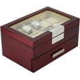 thumbnail image 4 of 20 Slots Wooden Watch Display Case Glass Top Jewelry Collection Storage Box Organizer for Men/Women, 4 of 7