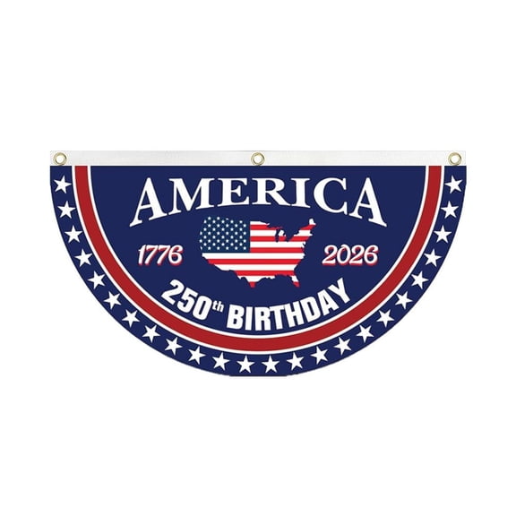 USA 250th Anniversary Flag, 1.5X3FT Patriotic Pleated Fan Flag, 1776-2026 Commemorative Bunting Banner Decor for Outdoor Yard Porch