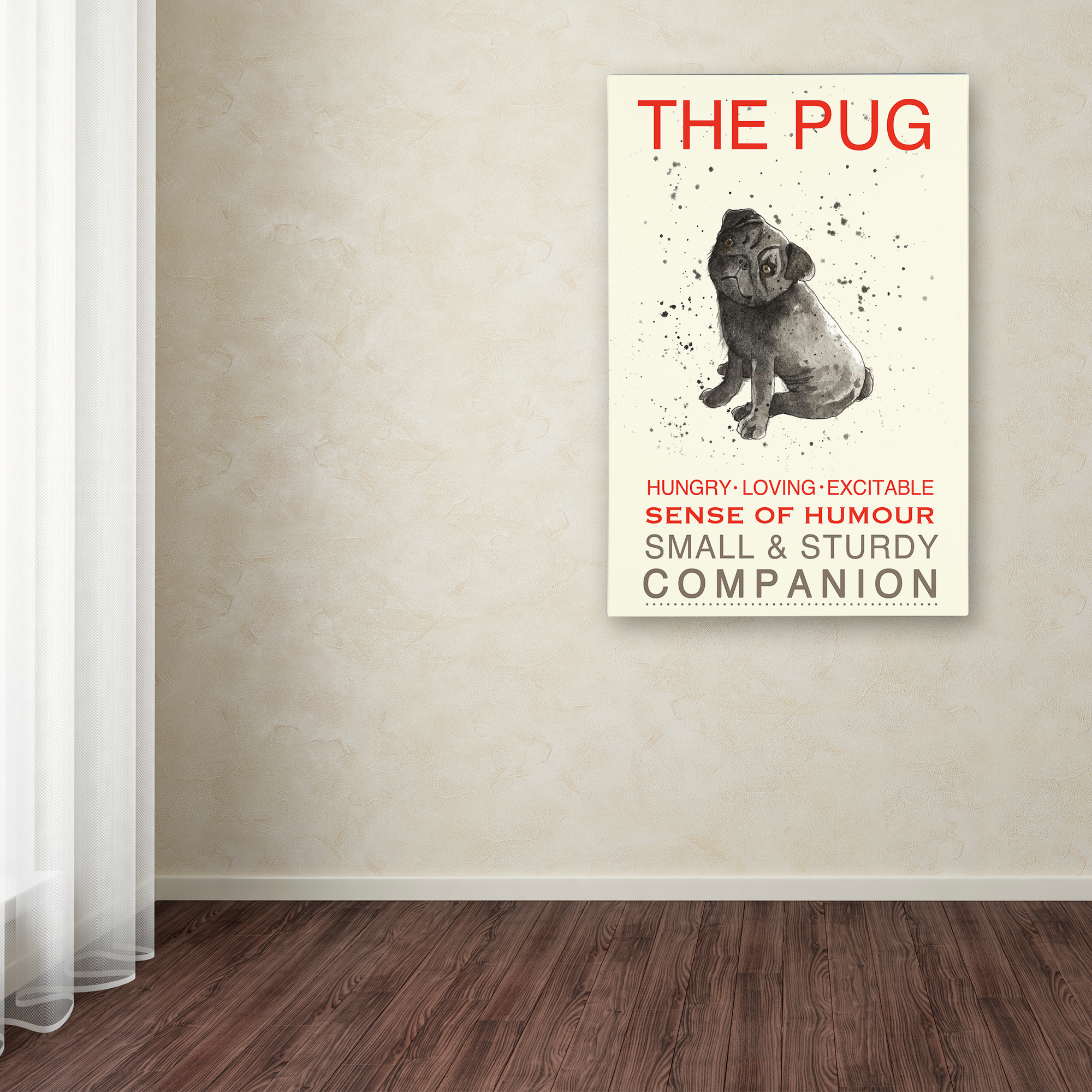 Trademark Fine Art 'Black Pug' Canvas Art by Michelle Campbell