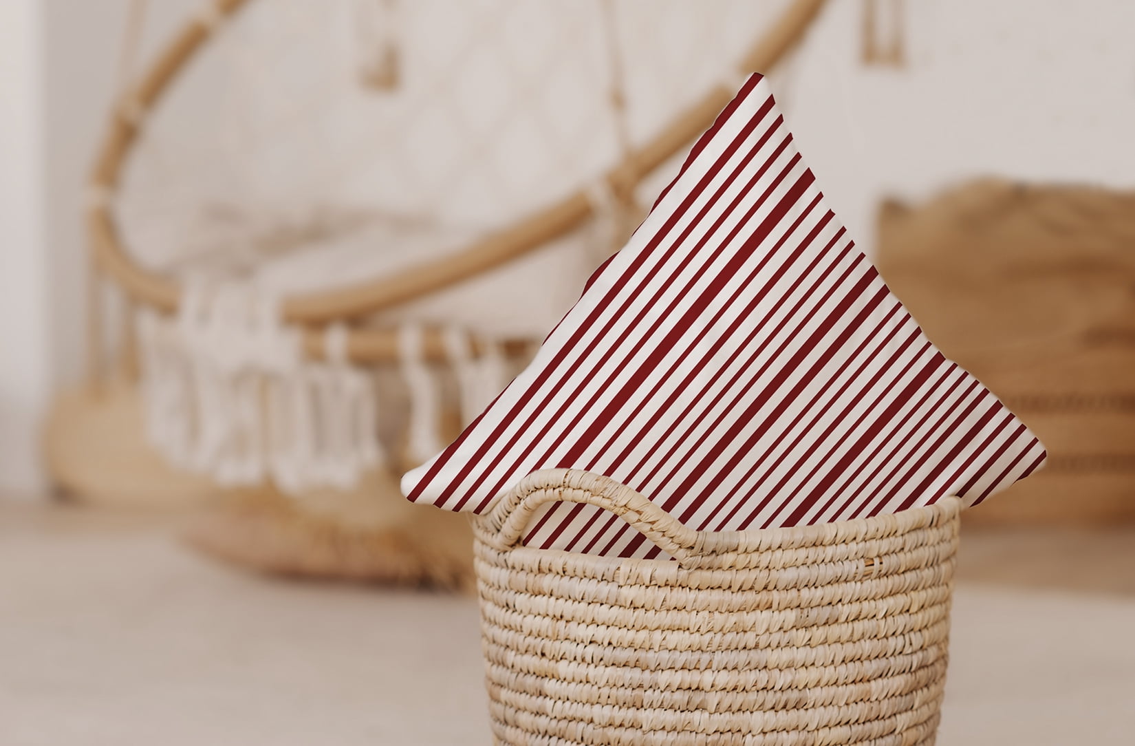 16" x 16" Simply Daisy Loom Lines Polyester Indoor/Outdoor Pillow, Carmine Red Qty 1