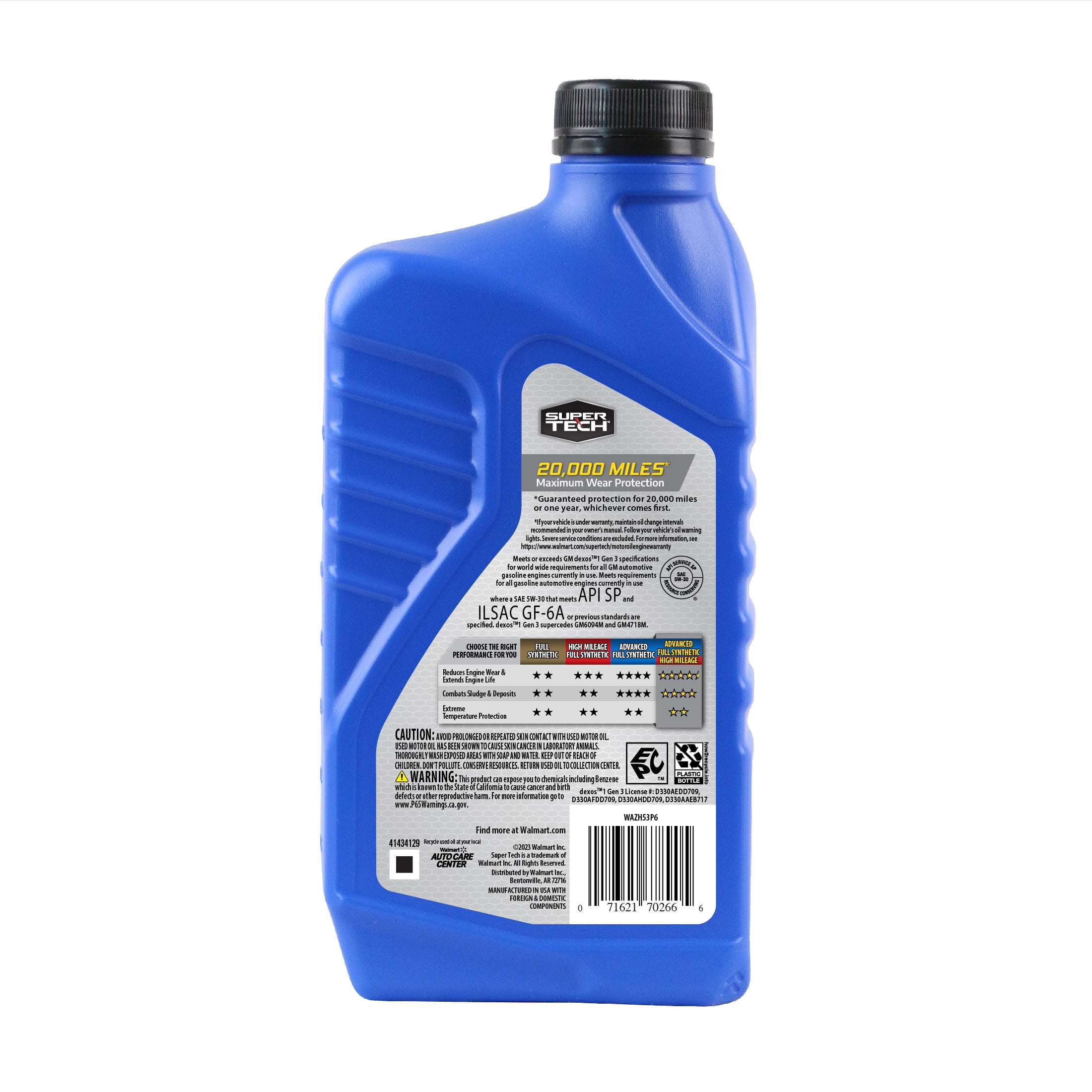 Super Tech Advanced High Mileage Full Synthetic SAE 5W-30 Motor Oil, 1 Quart