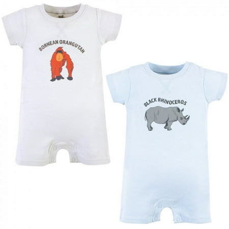 UPC: 0660168623536 | Touched by Nature Unisex Baby Organic Cotton Rompers Endangered Rhino 0-3 Months