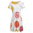 thumbnail image 4 of Candy Pattern Rainbow Lollipop Short Sleeve Dress Women Summer Evening Dresses Ladies Sundress, 4 of 7