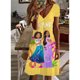thumbnail image 3 of Vestido de mujer Elsa de la princesa Frozen de Disney, vestido estampado con cuello en V y manga corta, estilo casual de calle sencillo, ropa de mujer, 3 of 5