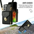 thumbnail image 2 of for Samsung Galaxy S22 Case Wallet with Shoulder Strap for Women - Crossbody Lanyard,Zipper Pocket,Credit Card Holder,Shockproof - Metal Buckle Closure Premium PU Leather Case, Black, 2 of 17