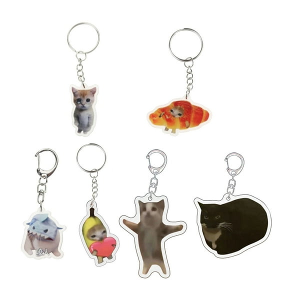 Necvior 6pcs Whimsical Cat Silly Accessories Amusing Decorative Items Keyrings