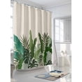 thumbnail image 3 of Fsddascl Palm Leaves Tropical Shower Curtain Set - Long 72" x 84" Washable Bathtub Curtain with 12 Hooks, Beige Summer Watercolor Botanical Waterproof Fabric Stall Shower Curtains for Bathroom, 3 of 6