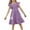 Purple, variant on yillto Kids Girls Dress Ruffle Short Sleeve Summer Sundress Midi Tiered A Lined Dresses 5-14 Years