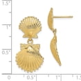 thumbnail image 3 of Auriga 14k Yellow Gold Double Scallop Shell Dangle Earrings for Women(L-29.2mm, W-14.66mm), 3 of 5
