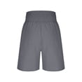 thumbnail image 6 of Bloomae Linen Shorts for Women Loose Fit Casual Summer Smoked High Waisted Wide Leg Lounge Beach Vacation Short Pants with Pockets Gray M, 6 of 8