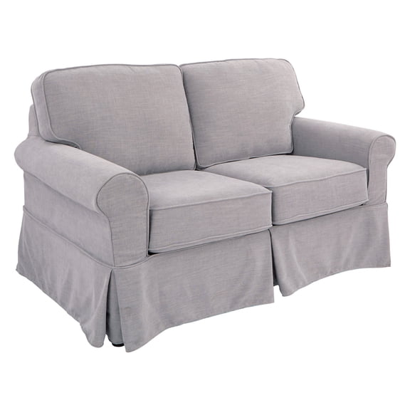 Ashton Loveseat with Fog Gray Fabric Slip Cover