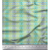Soimoi Blue Silk Fabric Aztec Geometric Printed Fabric 1 Yard 42 Inch Wide