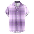thumbnail image 4 of SAWOBUUN Mens Plaid Button Down Shirt Short Sleeve Casual Summer Dress Shirs Lightweight Beach Vacation Tops, 4 of 7