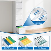 Fesbos 5 Drawer File Cabinet with Lock, Filing Cabinets for Home Office,18 Deep Vertical Metal White Office File Storage Cabinet Organizer for Letter/Legal / A4