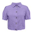 thumbnail image 6 of Miaoju Women's Summer Short Sleeve Crop Denim Trucker Jacket Jean Coat Tops, Purple XXL, 6 of 7