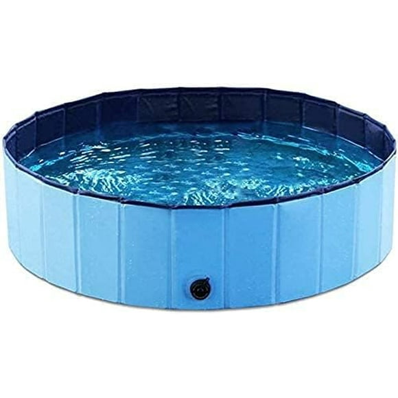 Diameter Collapsible Pet Dog Bath Pool, Kiddie Pool Hard Plastic Foldable Bathing Tub PVC Outdoor Pools for Dogs Cat Kid (Blue 80cm*20cm)