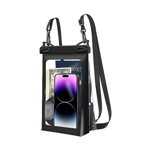 Universal Oversized Floating Waterproof Pouch with Lanyard,Underwater Dry Bag for iPhone 15 14 13 12 11 Pro Max XS XR X,Samsung Galaxy S24 S23 S22 S21 Plus Ultra,Float Case Vacation Essential,Black