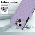thumbnail image 2 of Case Wallet for iPhone 15, [Wristlet & Crossbody Strap] RFID Blocking 5 Card Slots Stand [Shockproof TPU Shell] PU Leather Magnetic Flip Cover Compatible with iPhone 15, Purple, 2 of 9