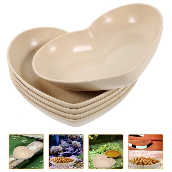 Tineasur Hermit Crab Reptile Feeding Dish Set, Light Yellow, PP Material, Easy to Clean, 5 Pieces